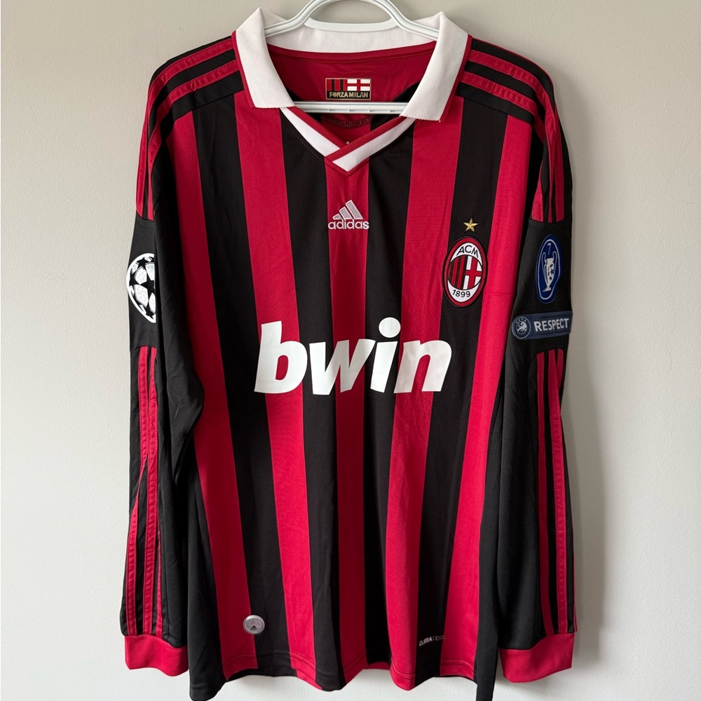Ronaldinho AC Milan Long Sleeve Champions League New Men’s Adidas Soccer Jersey